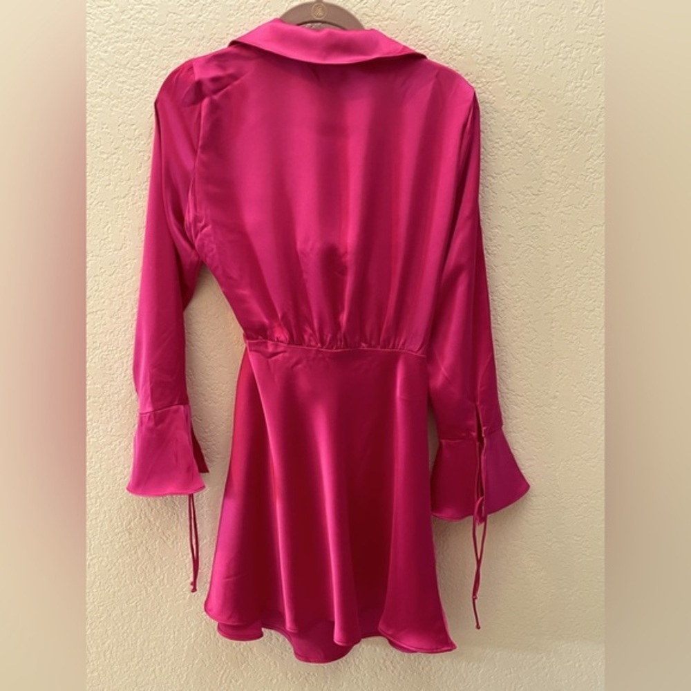 Zara Satin Effect Mini Dress‎ Fushia. Blogger fave.NWT💃🏻🔥 - Picture 4 of 6